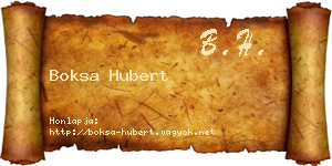 Boksa Hubert névjegykártya